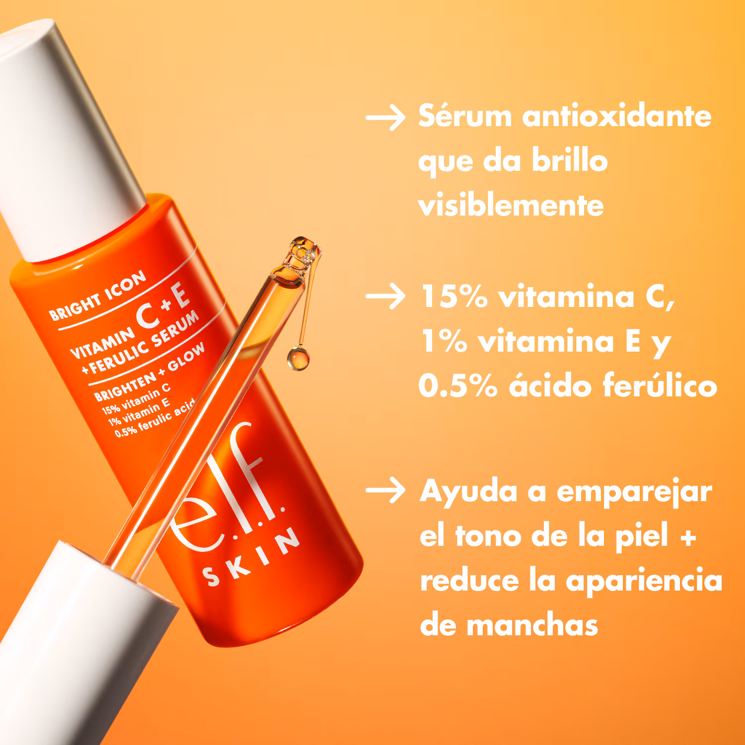 e.l.f. skin Suero de vitamina C + E + ácido ferúlico Bright Icon - Image 3